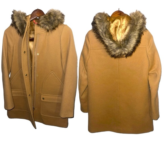 J Crew Vail Parka Removable Faux Fur Trim on Hood Size 0 - Picture 2 of 14
